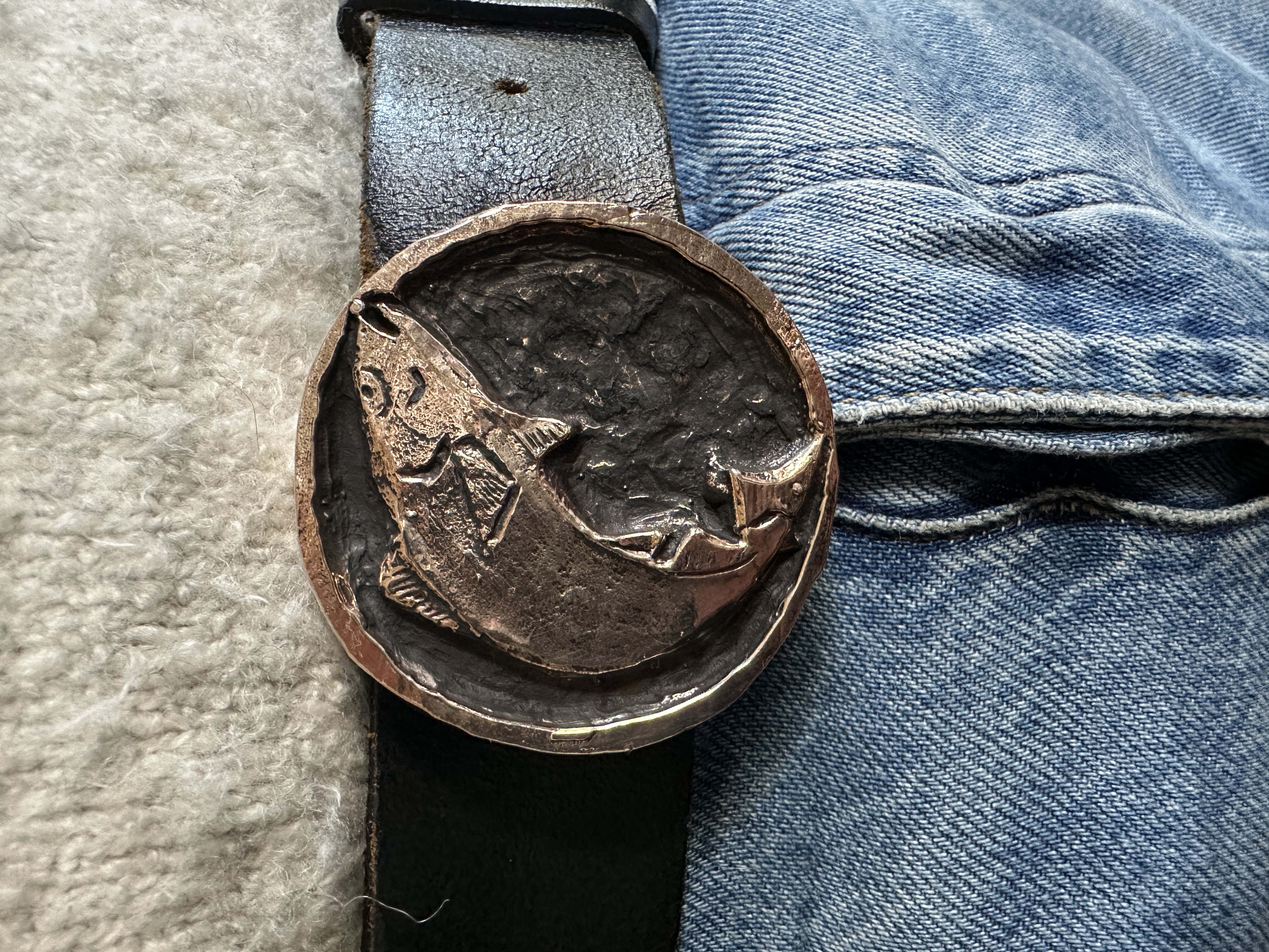 Fish belt buckle closeup