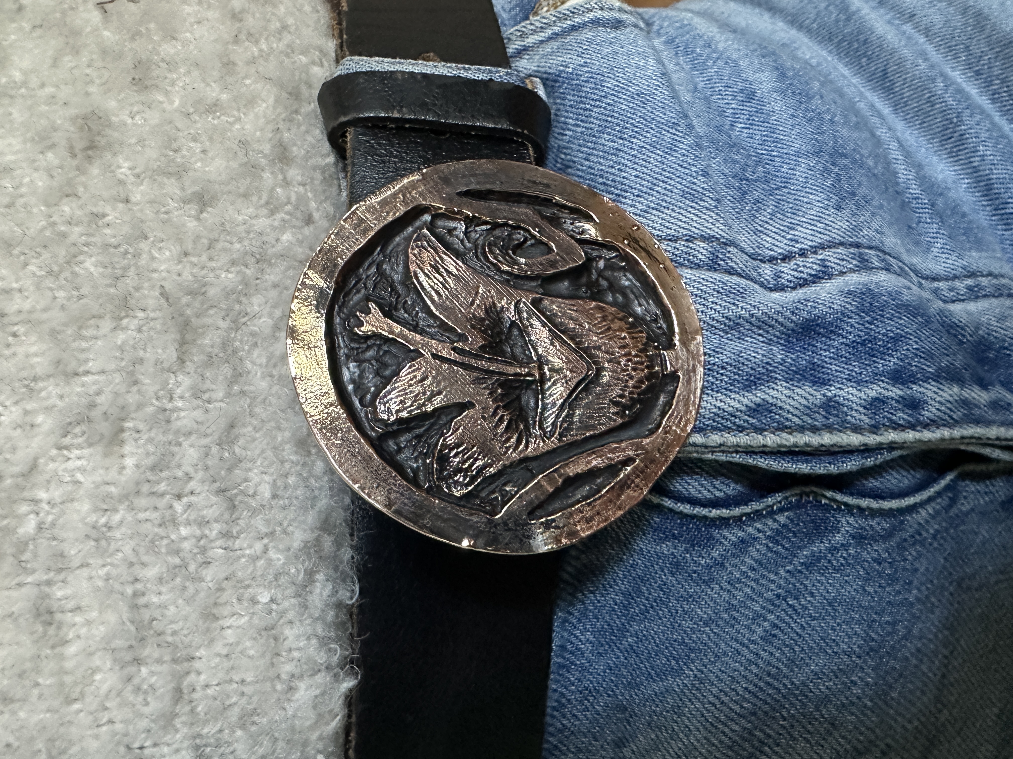 Flower belt buckle closeup